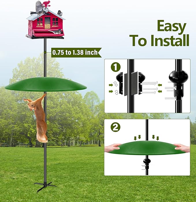 19" Extra Large Squirrel Baffle for Bird Feeder Pole,Squirrel Proof for Shepherd's Hook Outdoors, Extra Large Rain Guard for Outside Bird Feeder Pole Mount (Green) 2 Pack
