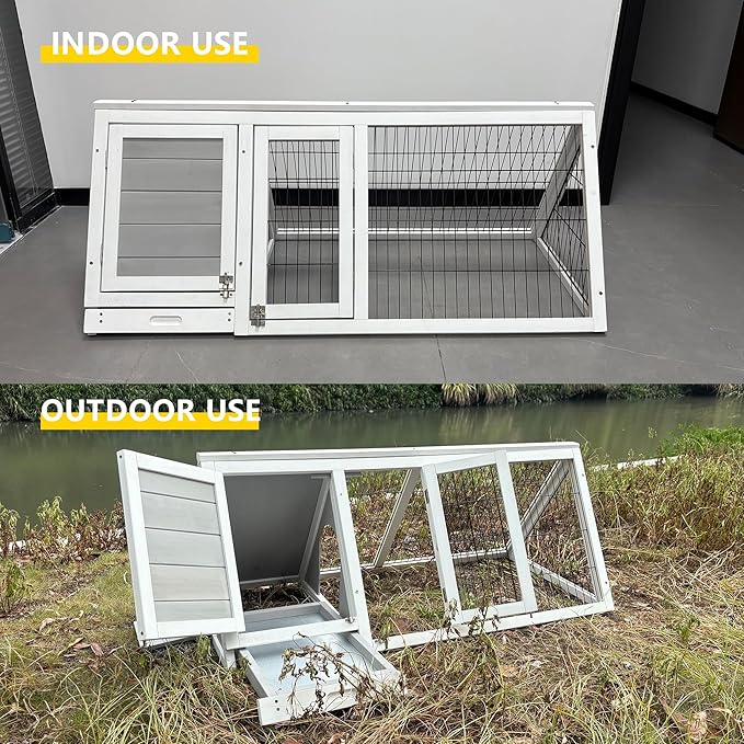 Quail Cages,Wooden Chicken Coop,Nesting Boxes for Chickens,Brooder Box Indoor Outdoor,A-Frame Poultry Duck House with Ventilating Wire Rabbit Hutch for Small Animals,Sold by Zyphorinth (Grey)