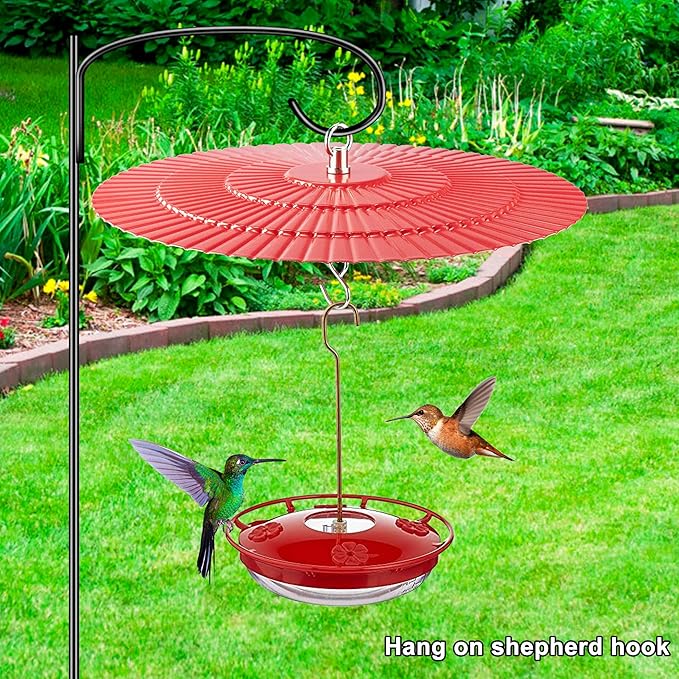 11.2" Metal Bird Feeder Rain Guard, Red Dome Shield Cover Umbrella Shade for Hummingbird Oriole Feeder, Baffles for Bird Feeders