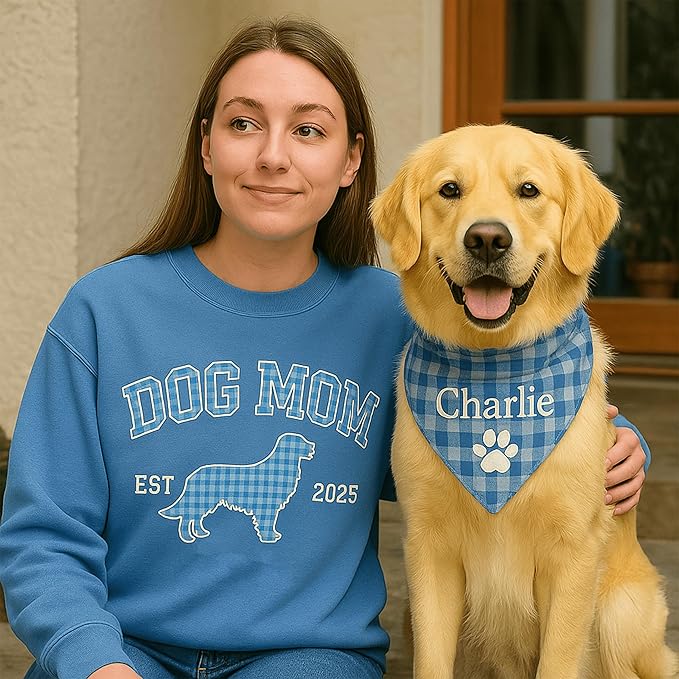 NAZENTI Personalized Dog Mom Sweatshirt, Cat Lovers Gift, Matching Dog and Owner Sweater, Gift Christmas Memorial Birthday