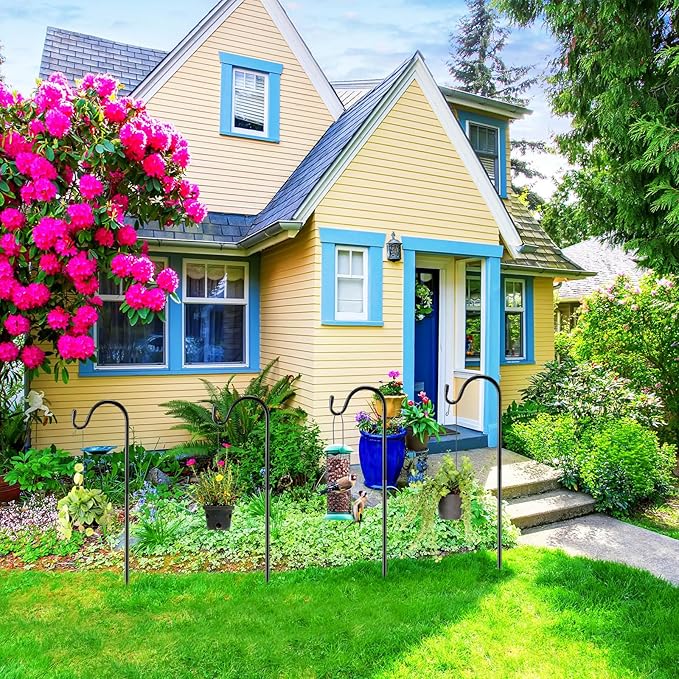 4 Pcs 45 Inch Shepherds Hook for Outdoor Adjustable Bird Feeder Pole Metal Steel Shepard Hooks for Hummingbird Stand Feeder Pole for Garden Plant, Lantern, Hanging Wedding Decor