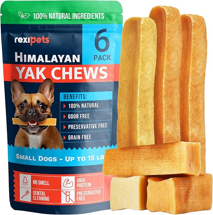 100% Natural Yak Cheese Himalayan Made Dog Chews All Breeds - Lactose Free Yak Chew for Small, Medium & Large Dogs - Dental Cleaning Dog Chews Aggressive Chewers - Long Lasting Odor & Gluten Free