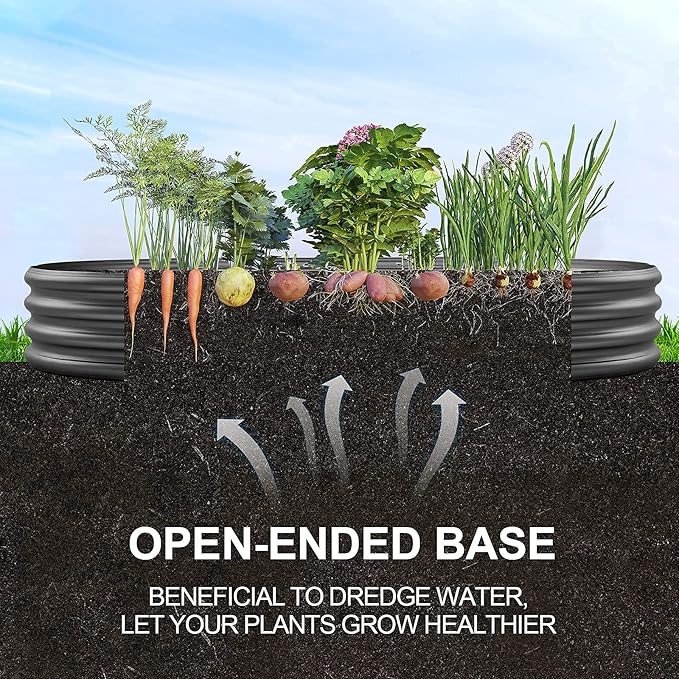 Land Guard 8×4×1 ft Galvanized Raised Garden Bed Kit，Raised Garden Boxes Outdoor, Oval Metal Raised Garden Beds for Vegetables（Grey）………