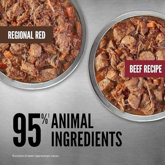 ORIJEN Real Meat Shreds Wet Dog Food Variety Pack: Regional Red + Beef Recipes 12.8oz Cans (6 Count, 3 of Each)