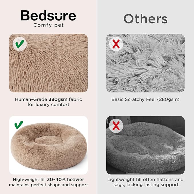 Bedsure Calming Dog Bed for Large Dogs - Donut Washable Large Pet Bed, 36 inches Anti-Slip Round Fluffy Plush Faux Fur Dog Bed, Fits up to 80 lbs Pets, Apple Green