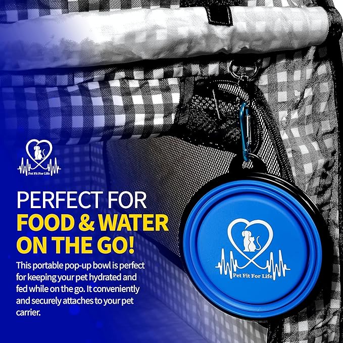 Pet Fit For Life Extra Large Cat Carrier for Travel - Foldable & Portable Collapsible Kennel with Litter Box, Feather Toy & Water/Food Bowl - Ideal for Cars, Long Trips & Indoor Cats - Black Checkers