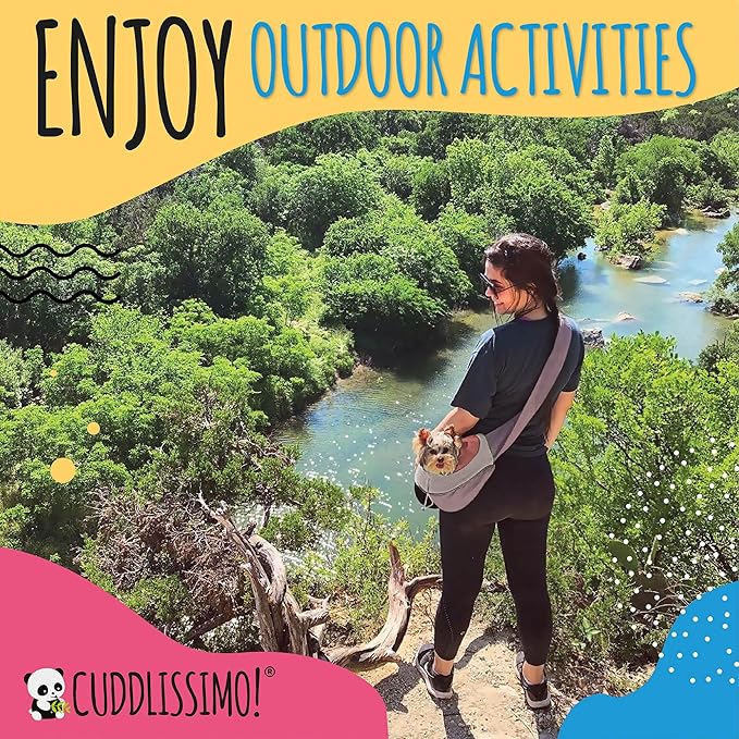 Pet Sling Carrier - Carefully Sized for Teacup & Toy Breed Puppies & Cats (Under 6lb) - Soft Pouch for Small Dogs, Yorkies, Chihuahuas - Ideal for Hands-Free Travel & Walks (Red)