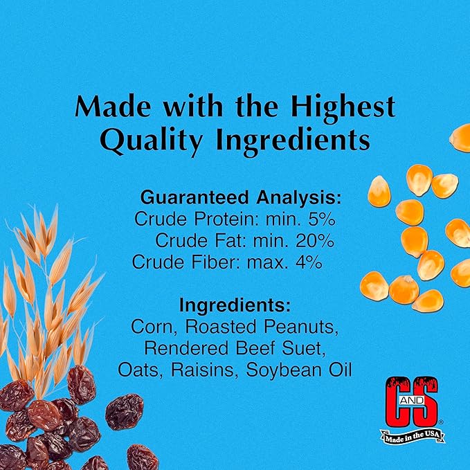 C&S Woodpecker Suet Nuggets, Outdoor Wild Bird Food for Woodpeckers, Flickers and More, 27 Ounces