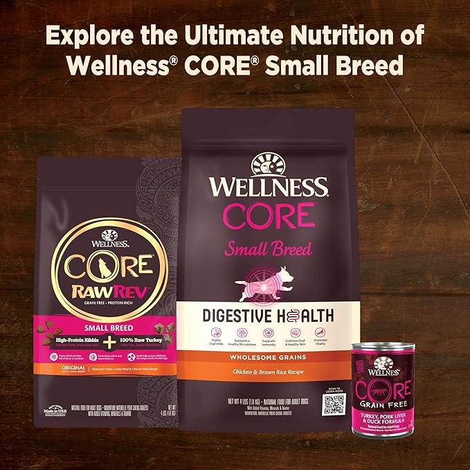 Wellness CORE Natural Grain Free Small Breed Mini Meals Wet Dog Food, Pate Chicken Entrée, 3-Ounce Pouch (Pack of 12)