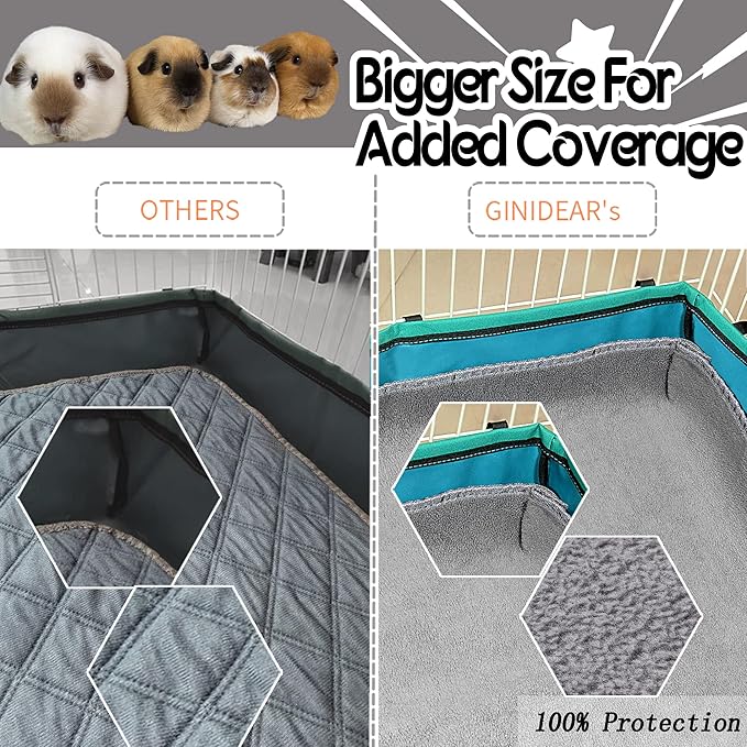 Guinea Pig Cage Liner, 4 Pack - Washable, Reusable, Leakproof Fleece Bedding Pads for Small Animals with Anti-Slip Bottom - for Midwest Kitchen/17''X23'' Area, Gray