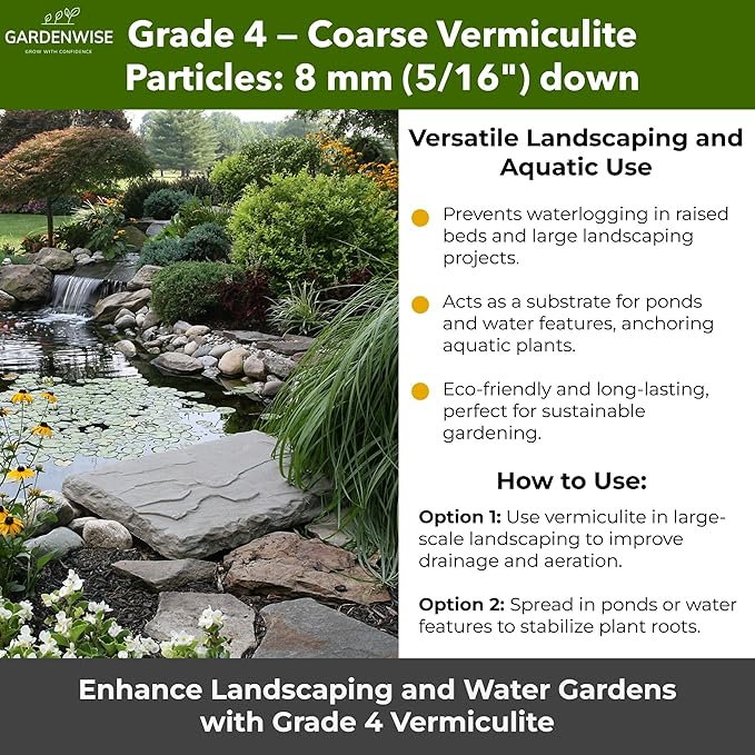 Organic Coarse Vermiculite for Indoor Gardening Plants and Mushrooms – Enhances Soil Aeration, Seed Germination, Rooting Cuttings – Small Packages and Bulk (Vermiculite Grade 4 – Coarse, 15 quarts)