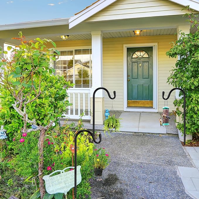 2 Pcs 24 Inch Shepherds Hook for Outdoor Adjustable Bird Feeder Pole Metal Steel Shepard Hooks for Hummingbird Stand Feeder Pole for Garden Plant, Lantern, Hanging Wedding Decor