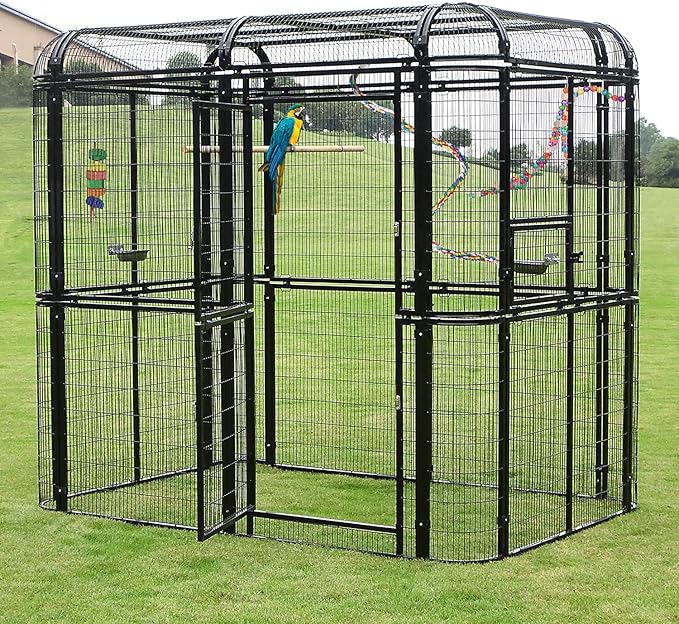 wonline Parrot Cages for Large Birds Outdoor Extra Large Bird Cage with Bird Cage and Perch, Suitable for Macaws Canaries Parrots Budgie Lovebirds (Black)