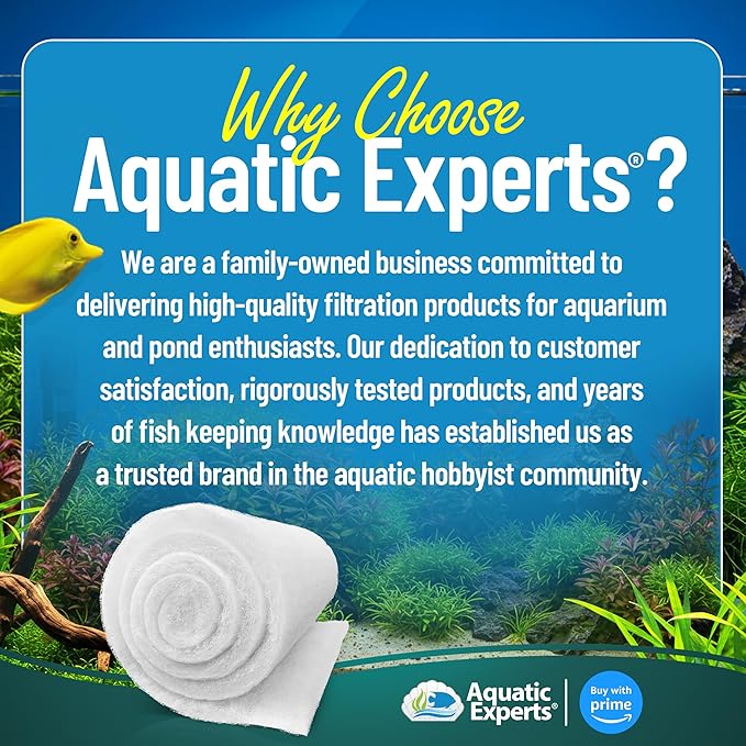 Aquatic Experts Aquarium Filter Floss for Fish Tank Filters - FilterFirst Aquarium Filter Pad - Media Roll for Crystal Clear Water, 12" x 12' x ¾ to ½ Thick