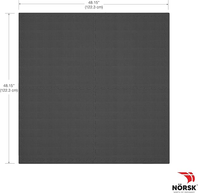 Norsk Multi-Purpose Reversible Floor Mats - EVA Interlocking Foam Tiles (Gray/Black 24 Tiles - 96 sq. Ft. 1/2" Thick)