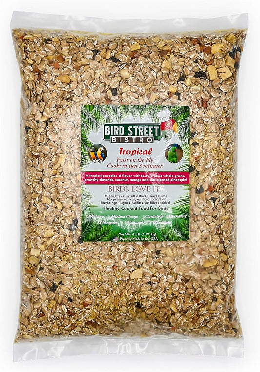 Bird Street Bistro Parrot Food - Parakeet & Cockatiel Food - Cooks in 3-15 min with Natural & Organic Grains, Legumes, Non-GMO Fruits & Health-Oriented Spices