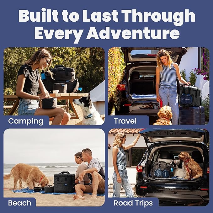 The Original Doggy Bag™- Dog Travel Bag for Supplies - Ultimate Gift for Dog Moms & Dads, Doggy Lovers & Pet Owners for Christmas- Includes 2 BPA-Free Travel Bowls and 2 Food Containers: Charcoal