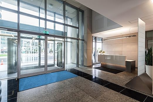 M+A Matting WaterHog Diamond | Commercial-Grade Entrance Mat with Rubber Border – Indoor/Outdoor, Quick Drying, Stain Resistant Door Mat (Navy, 3' x 4')