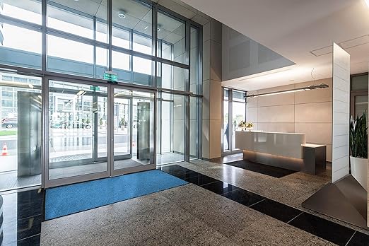 M+A Matting WaterHog Diamond | Commercial-Grade Entrance Mat with Rubber Border – Indoor/Outdoor, Quick Drying, Stain Resistant Door Mat (Grey, 6' x 12')