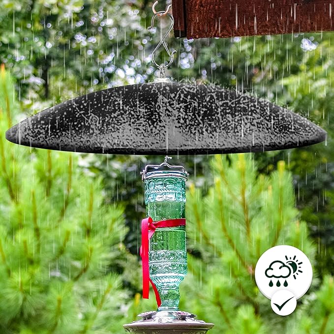 19" Extra Large Squirrel Baffle,Hummingbird Feeder Shade Dome Cover, Bird Feeder Rain Guard, Hanging Squirrel Proof for Shepherd's Hook Outdoors (Black) 2 Pack