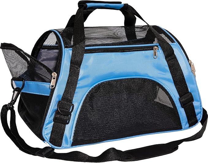 Pet Carrier Cat Cattier Soft-Sided Carriers for Small Medium Cats Dogs Puppies Pet Carrier Airline Approved Cat Dog Pet Travel Carrier (Medium, Blue)