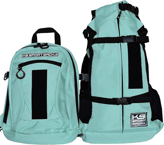 K9 Sport Sack Plus 2 - Medium, Summer Mint - Ideal for Dogs 17-19” Long - Adjustable, Backpack-Style Carrier with Multi-Functional Storage Pack, Thick Shoulder Straps & Padded Back Panel