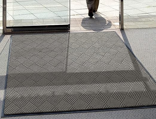 WaterHog Diamond | Commercial-Grade Entrance Mat with Rubber Border – Indoor/Outdoor, Quick Drying, Stain Resistant Door Mat (Grey, 6' x 8')