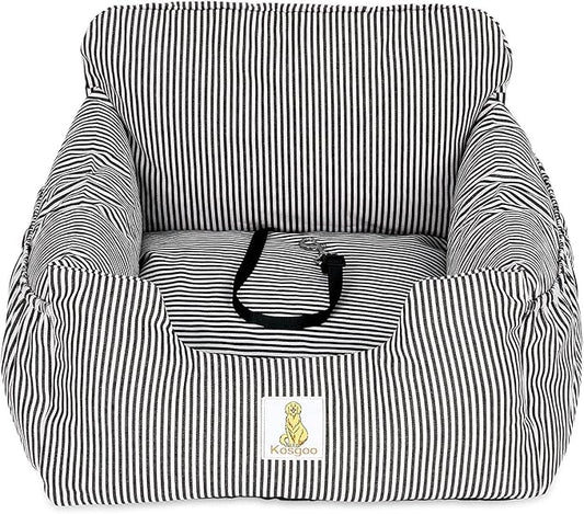 Dog Car Seat for Small Dogs,Fully Detachable and Washable Puppy Dog Booster Seats with Storage Pockets and Clip-On Safety Leash,Non-Slip Base Dog Bed Dual-use for Car and Home (Black)