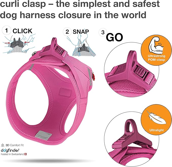 Vest Harness curli Clasp Air-Mesh Fuchsia 3XS
