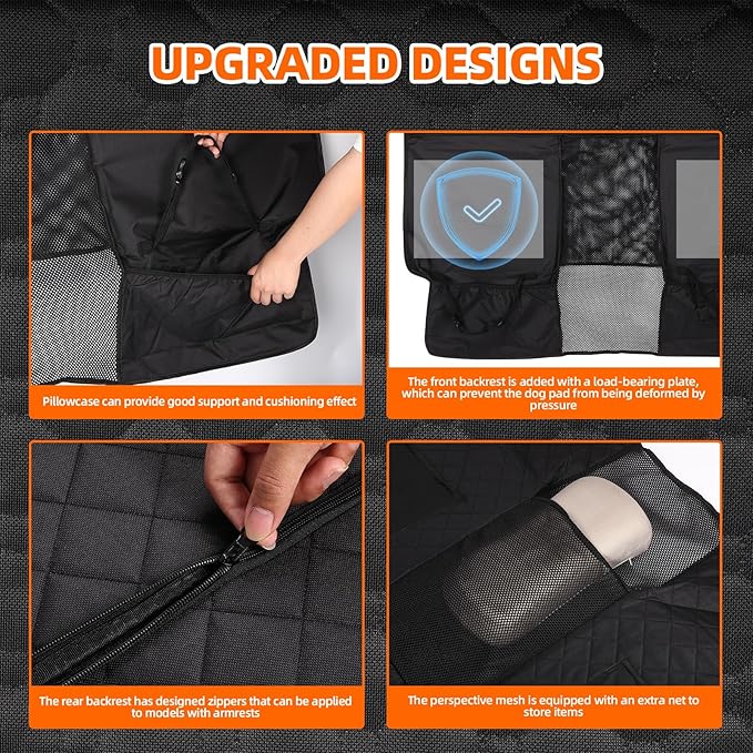 FAHKNS Upgraded Thickened Back Seat Extender for Dogs-Large Space,Waterproof Dog Car Seat Cover Holds 400lbs,Strong Durable, Universal Size Fits for Cars, Trucks & SUVs
