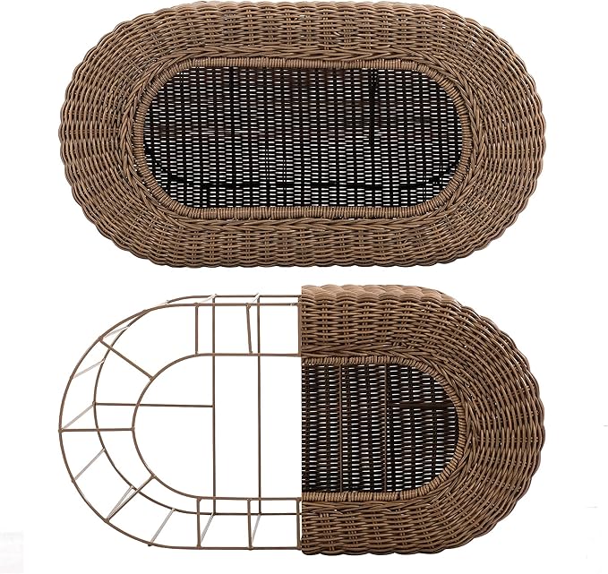 Fun Stackable Wicker Cat Hideaway House - Interactive Play Rattan Cat House for Indoor Cats Kitty, Pet Friendly Top/Side House Entry, Cat Bed Enclosed