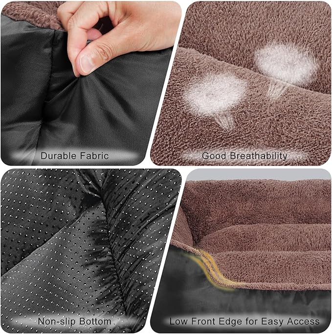 Dog Beds for Extra Large Dogs, Rectangle Washable Pet Bed with Sides, Big Dog Couch Bed with Non-Slip Bottom