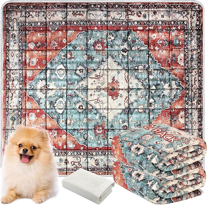 Washable Thickened Pee Pads for Dogs, 2 Pack (36"x42") Upgrade Reusable Puppy Pads with Non-Slip Rug, Super Absorbent Leakproof Puppy Training & Whelping Pads for Dogs, Doggie
