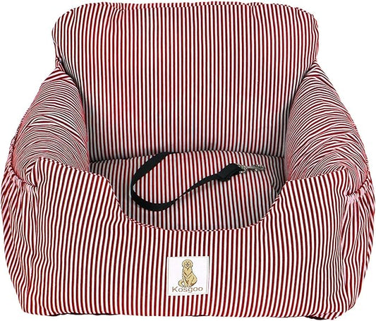 Dog Car Seat for Small Dogs,Fully Detachable and Washable Puppy Dog Booster Seats with Storage Pockets and Clip-On Safety Leash,Non-Slip Base Dog Bed Dual-use for Car and Home(Red)