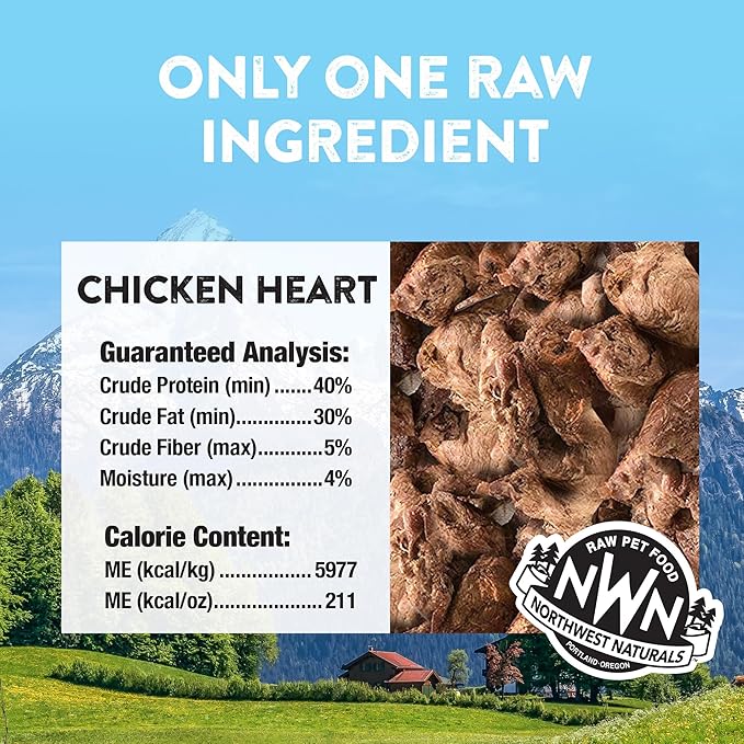 Northwest Naturals Raw Rewards Freeze-Dried Chicken Heart Treats for Dogs and Cats - Bite-Sized Pieces - Healthy, 1 Ingredient, Human Grade Pet Ingredients, Natural, Made in USA, 10 Oz (Pack of 3)