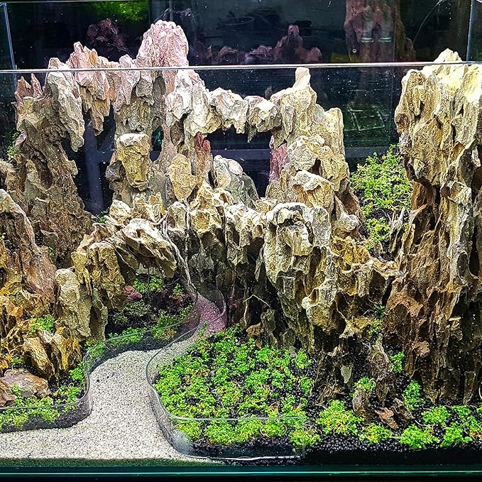 14-16 Inches Natural Dragon Stone 2 PCS Ultra Large Aquarium Rocks for Aquascaping, Aquarium Landscaping, Terrariums, Fish Tank Decoration, Vivariums, Paludarium, Amphibian Enclosures