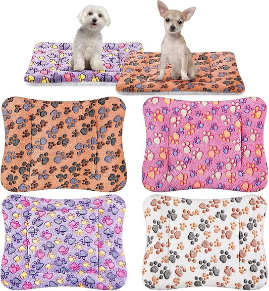 Tuanse 4 Pack Ultra Soft Dog Cat Bed Mat with Cute Prints Reversible Fleece Dog Crate Kennel Pad Cozy Washable Thickened Hamster Guinea Pig Pet Bed Mat for Small Animals(23 x 18 Inches,Vivid Color)