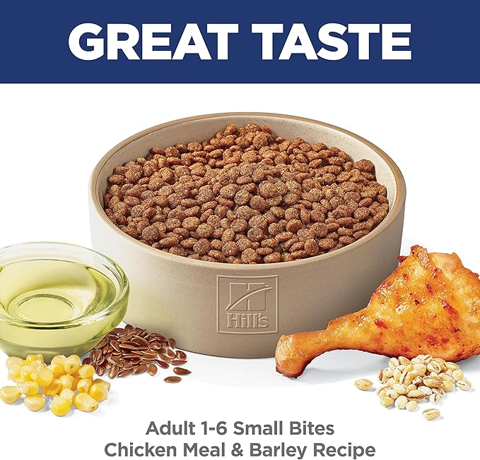 Hill's Science Diet Adult 1-6, Adult 1-6 Premium Nutrition, Small Kibble, Dry Dog Food, Chicken & Barley, 45 lb Bag