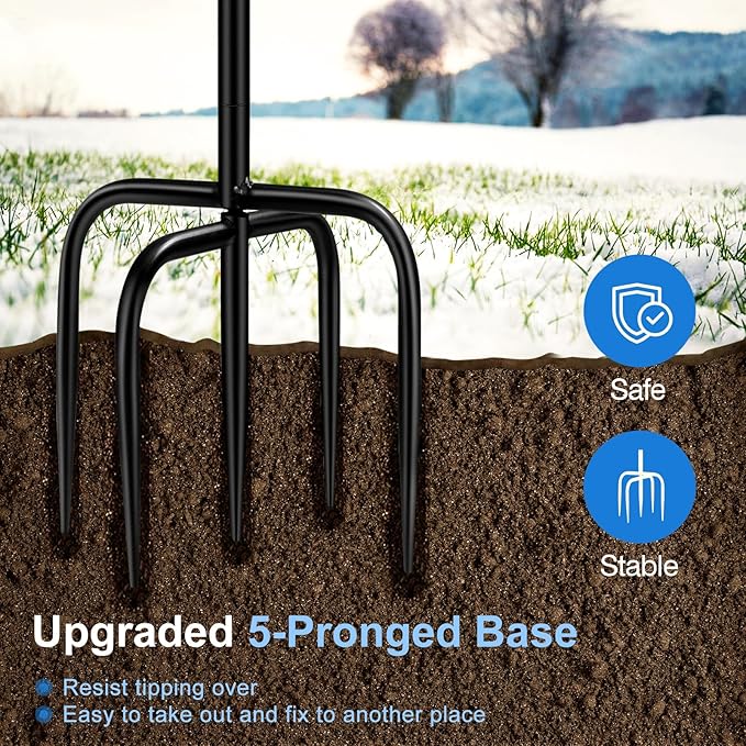 Daoeny Heated Bird Bath for Winter, Upgraded 100W Heated Bird Baths for Outdoors Thermostat Control with 5-Prong Metal Base, Heated Bird Bath for Outside Winter Garden Patio Yard Lawn (Blue)