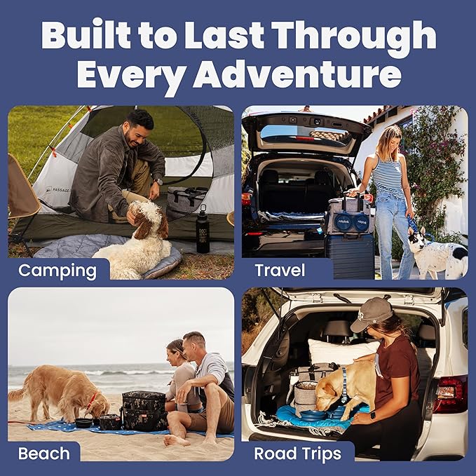 The Original Doggy Bag™- Dog Travel Bag for Supplies - Ultimate Gift for Dog Moms & Dads, Doggy Lovers & Pet Owners for Christmas- Includes 2 BPA-Free Travel Bowls and 2 Food Containers: Grey