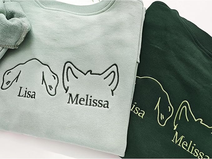 GODMERCH Customized Pet Embroidered Sweatshirt, Custom Dog Face Embroidered Sweatshirt, Dog Mom Sweater