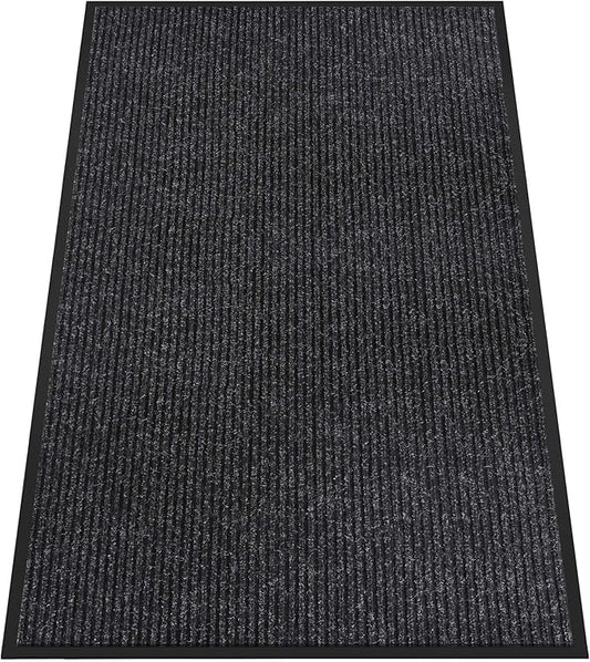 Indoor Outdoor Door Mat, 8' x 4' Doormat for Entryway, Rubber Backing Non Slip Front Door Mat Outside Entrance, Super Absorbent Commercial Floor Mat for Home Office, Black