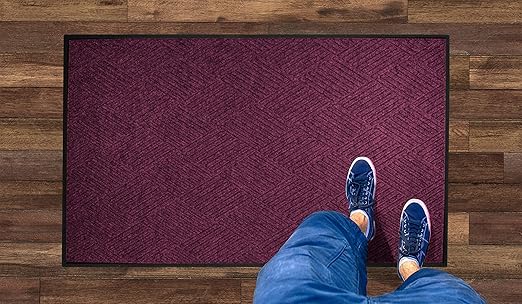 M + A Matting WaterHog Diamond | Commercial-Grade Entrance Mat with Rubber Border – Indoor/Outdoor, Quick Drying, Stain Resistant Door Mat (Bordeaux, 4' x 10')