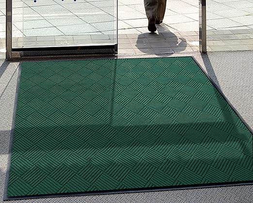 M+A Matting WaterHog Diamond | Commercial-Grade Entrance Mat with Rubber Border – Indoor/Outdoor and Quick Drying Door Mat (Evergreen, 3' x 8')