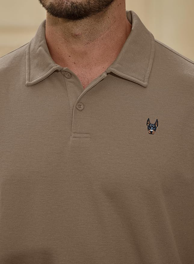 Men Embroidered Doberman Polo Casual Short Sleeve Plain Collar Shirt (S-XXL)