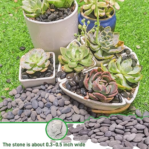 2.4lb River Rocks Pebbles for Plants & Succulents, Decorative Outdoor Landscaping & Aquarium Garden Rocks