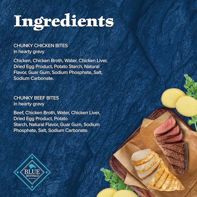 Blue Buffalo Wilderness Trail Toppers Wild Cuts Wet Dog Food Variety Pack, High-Protein & Grain-Free, Made with Natural Ingredients, Chicken and Beef Flavors, 3-oz Pouches, (12 Count, 6 of Each)