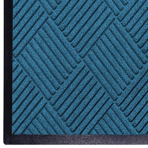 M+A Matting WaterHog Diamond | Commercial-Grade Entrance Mat with Rubber Border – Indoor/Outdoor, Quick Drying, Stain Resistant Door Mat (Blue, 4' x 8')