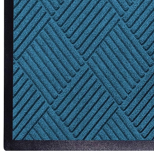 WaterHog Diamond | Commercial-Grade Entrance Mat with Rubber Border – Indoor/Outdoor, Quick Drying, Stain Resistant Door Mat (Medium Blue, 3' x 6')