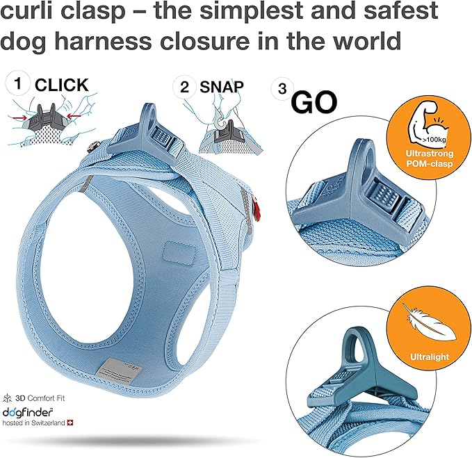 Vest Harness curli Clasp Air-Mesh SkyBlue 2XS